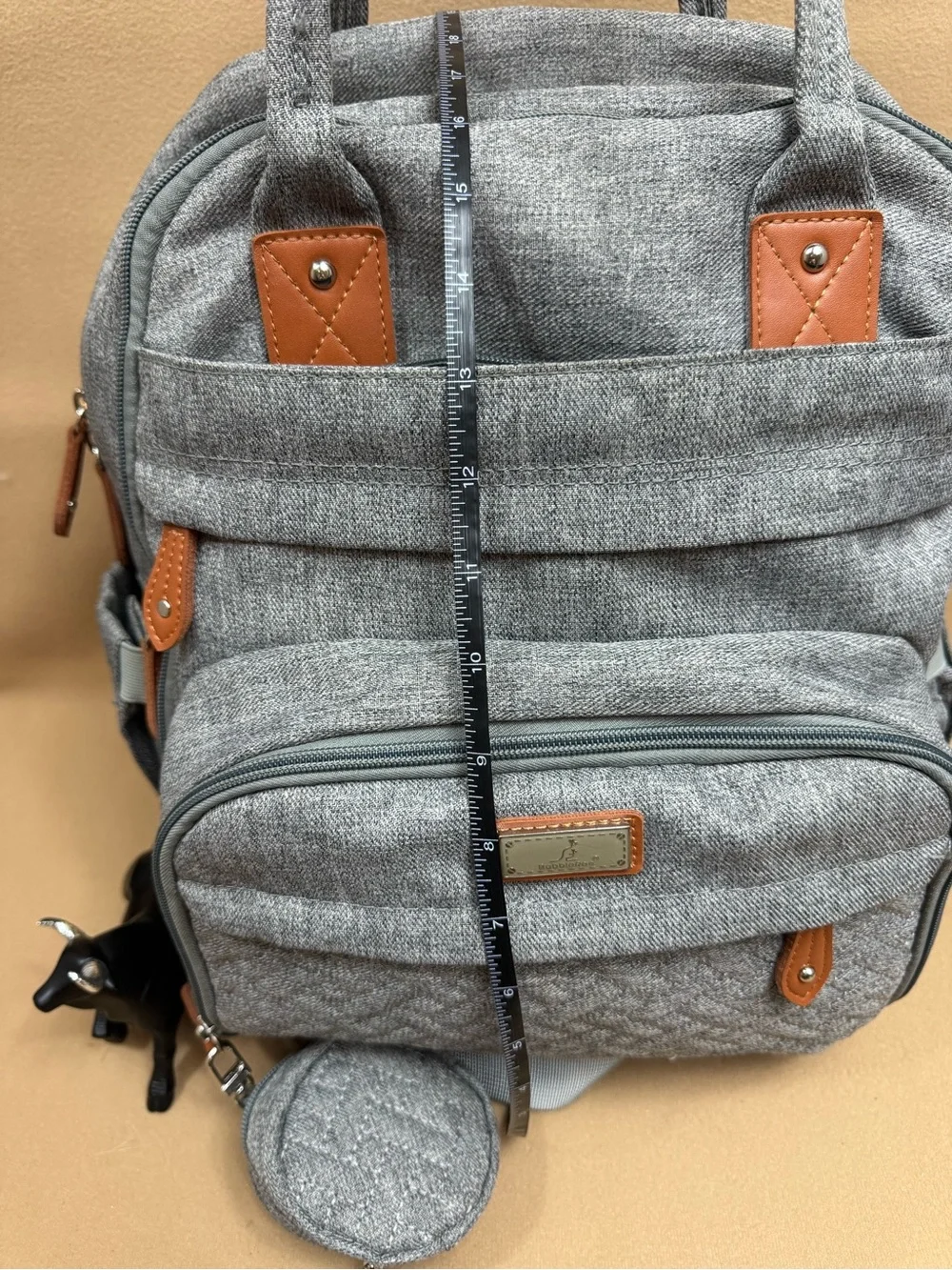 Gray Quilted Baby Diaper Backpack - Neutral Gray